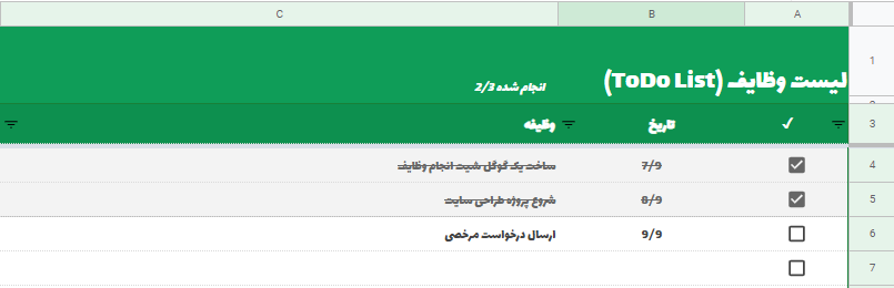 لیست وظایف